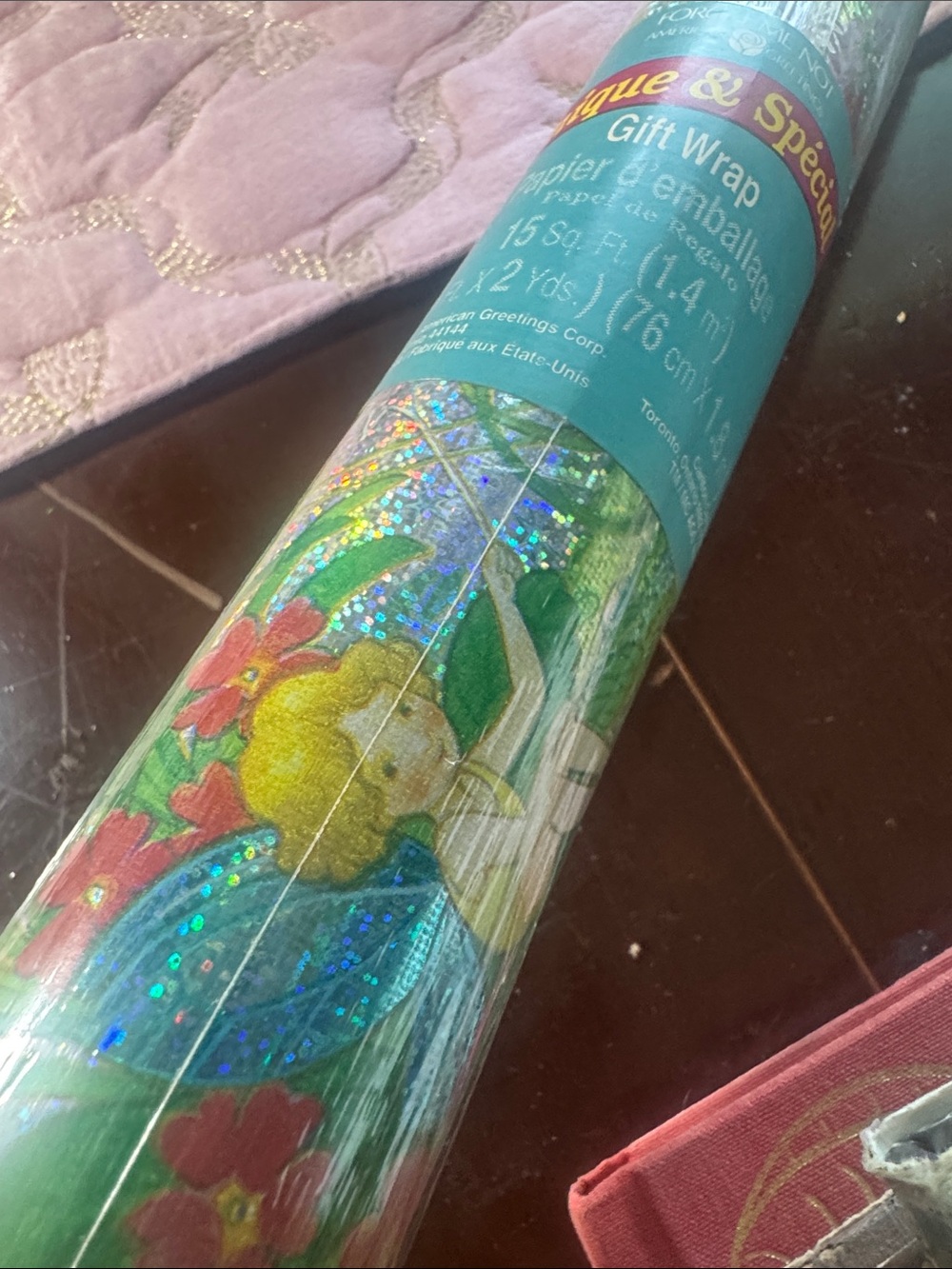 Vintage American Greetings Fairies Holographic Fairy Gift Wrap